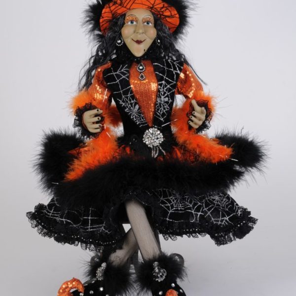 HA26-25_1 Lighted Glitzy Orange Witch by Karen Didion Originals