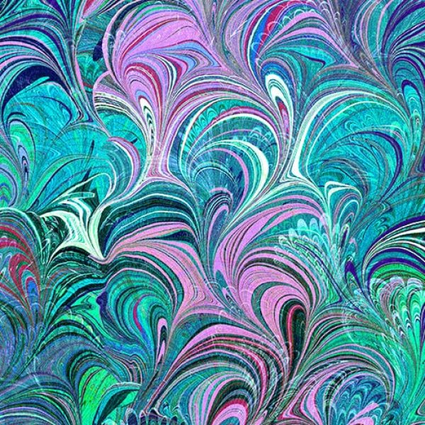 Designer's Wide 108" Poured Color Cosette Teal/Multi by Paula Nadelstern