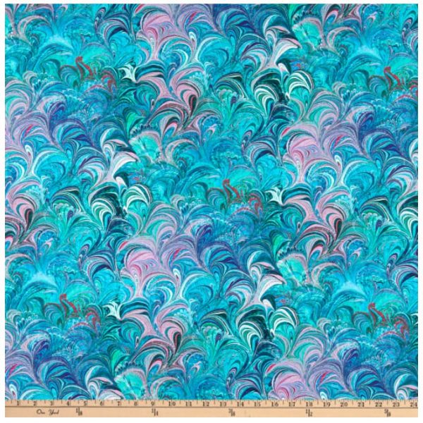 Designer's Wide 108" Poured Color Cosette Teal/Multi by Paula Nadelstern