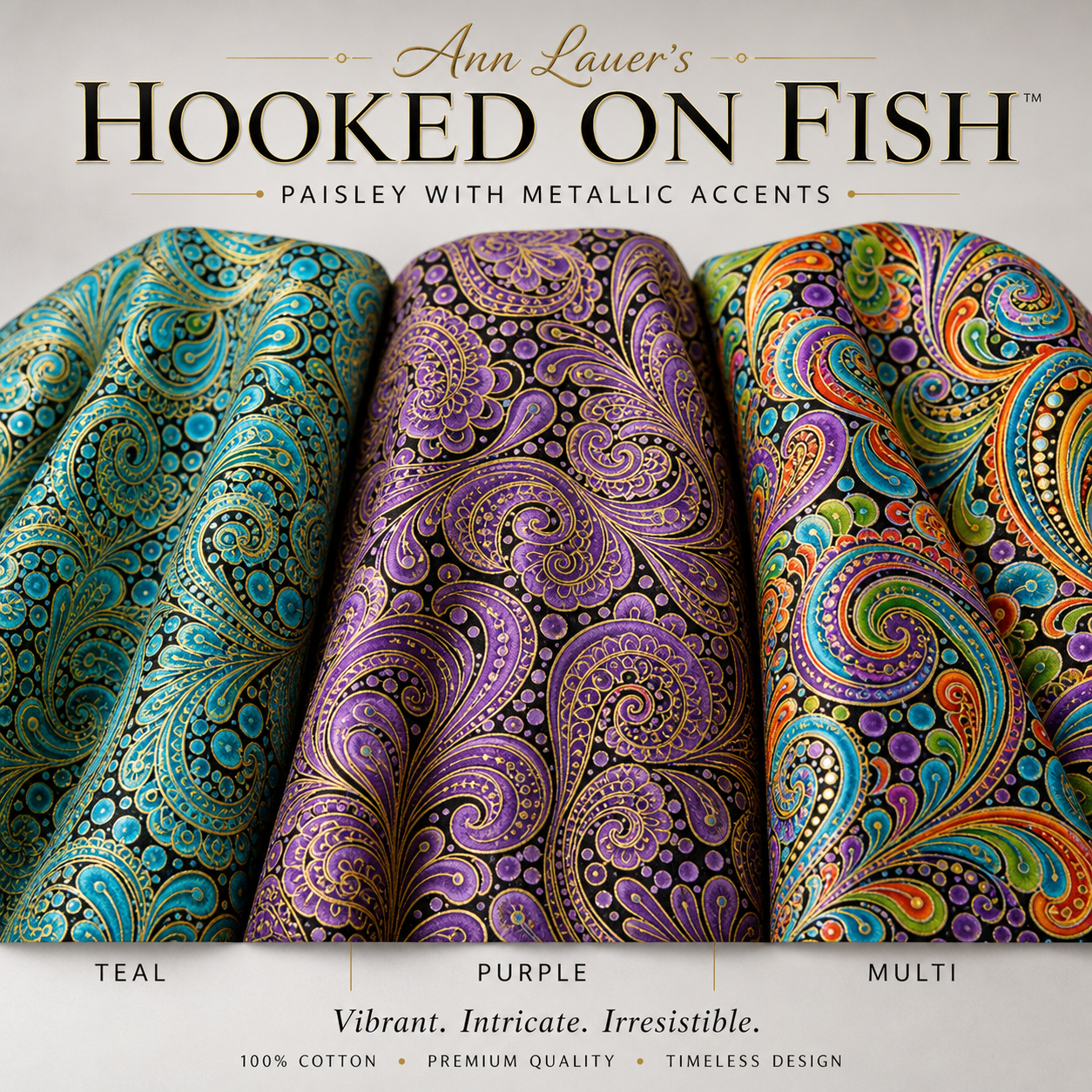 Hooked on Fish Paisley with Metallic Accents by Ann Lauer - Image 3