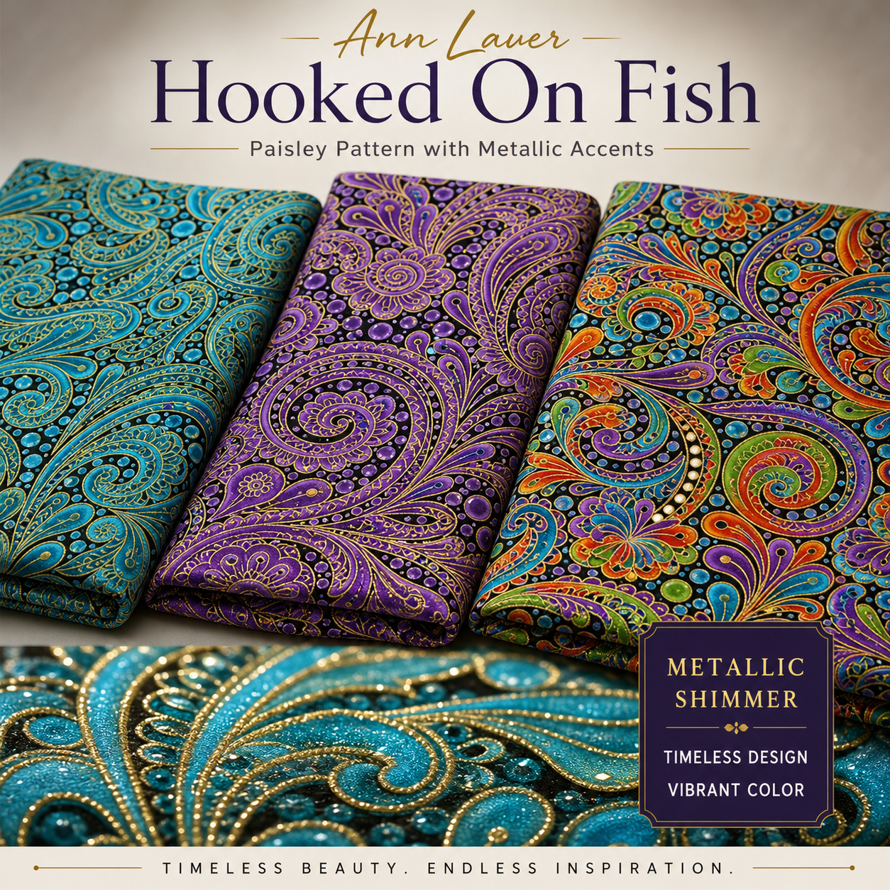 Hooked on Fish Paisley with Metallic Accents by Ann Lauer - Image 9